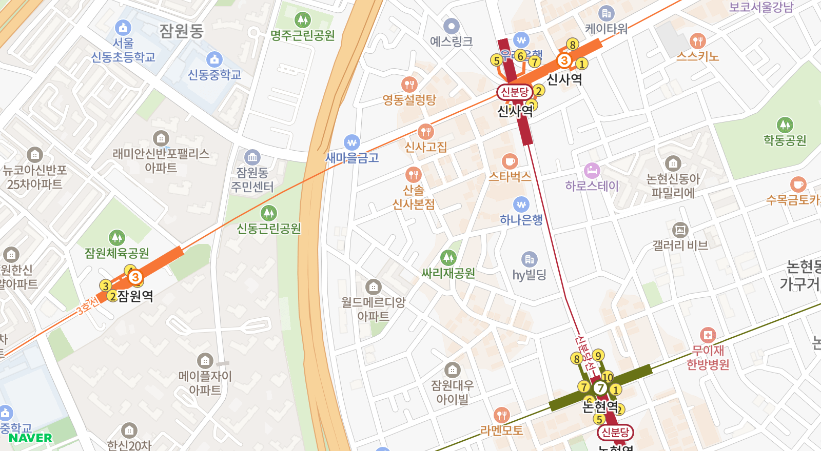 잠원동 일대 지도