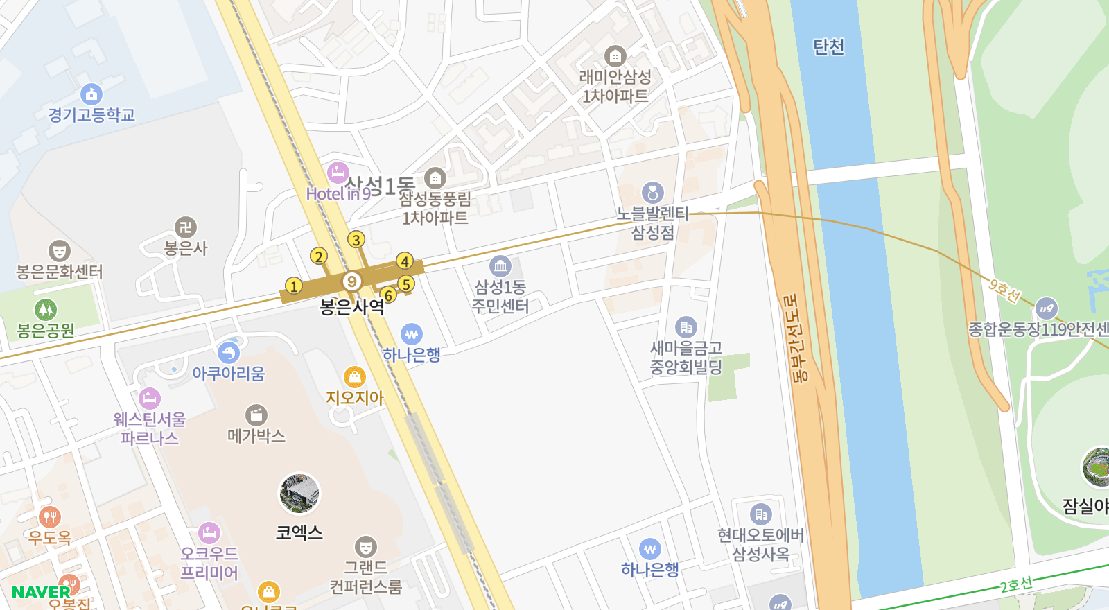 삼성동 일대 지도