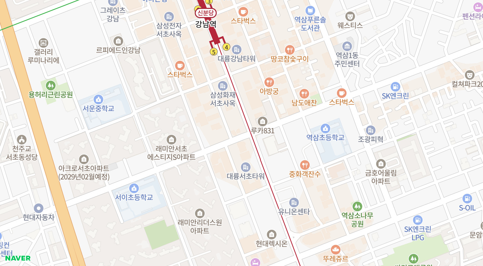 서초동 일대 지도