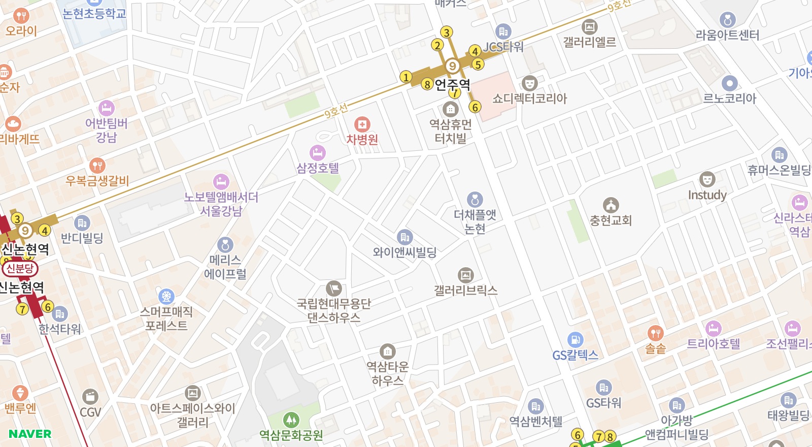 역삼동 일대 지도