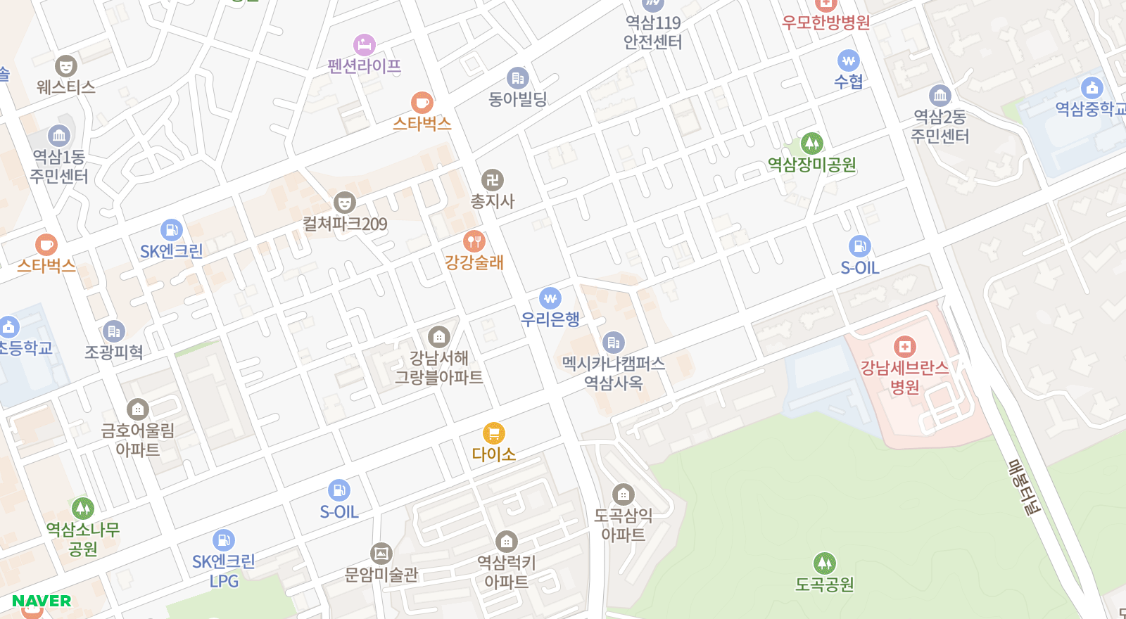 역삼동 일대 지도