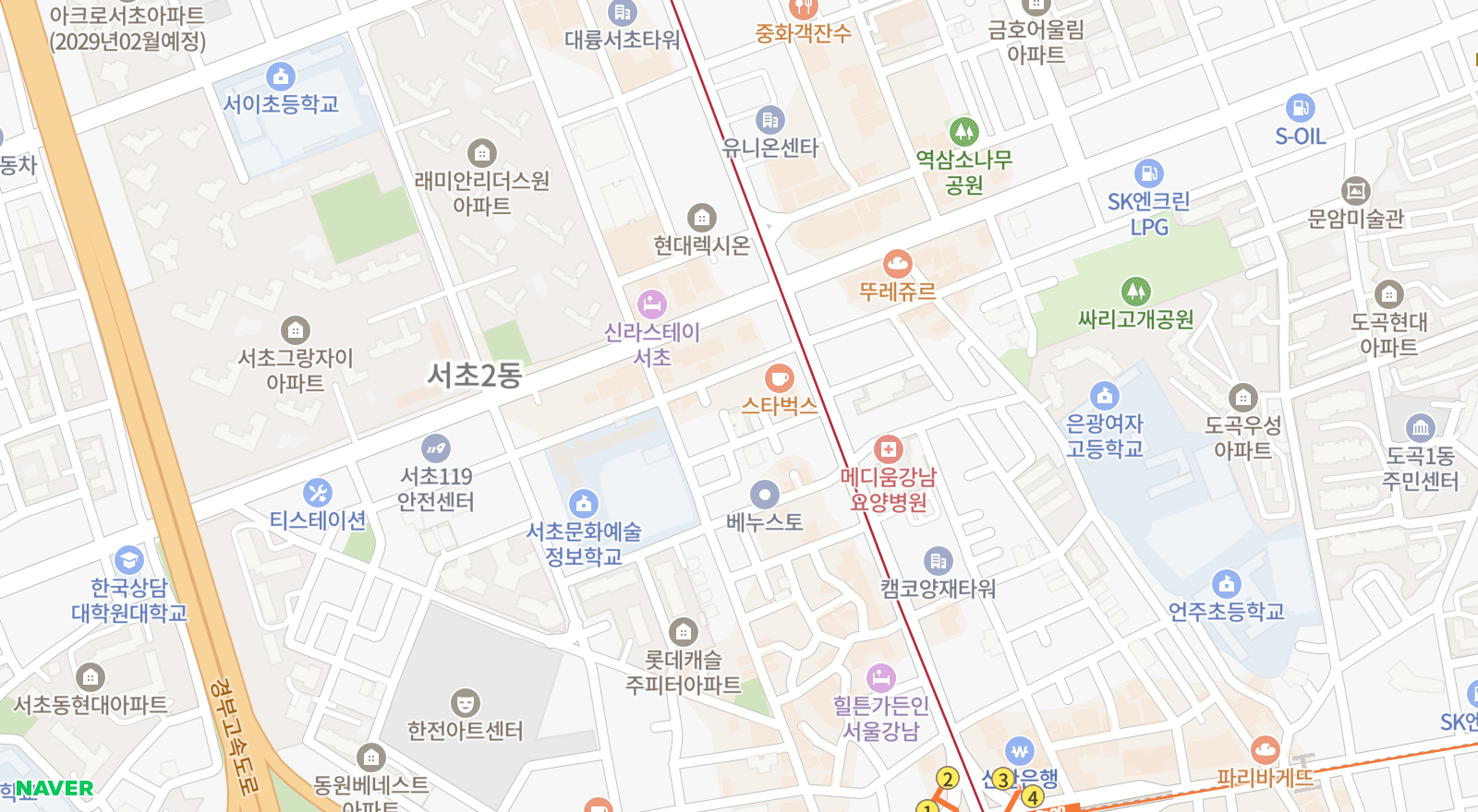 서초동 일대 지도