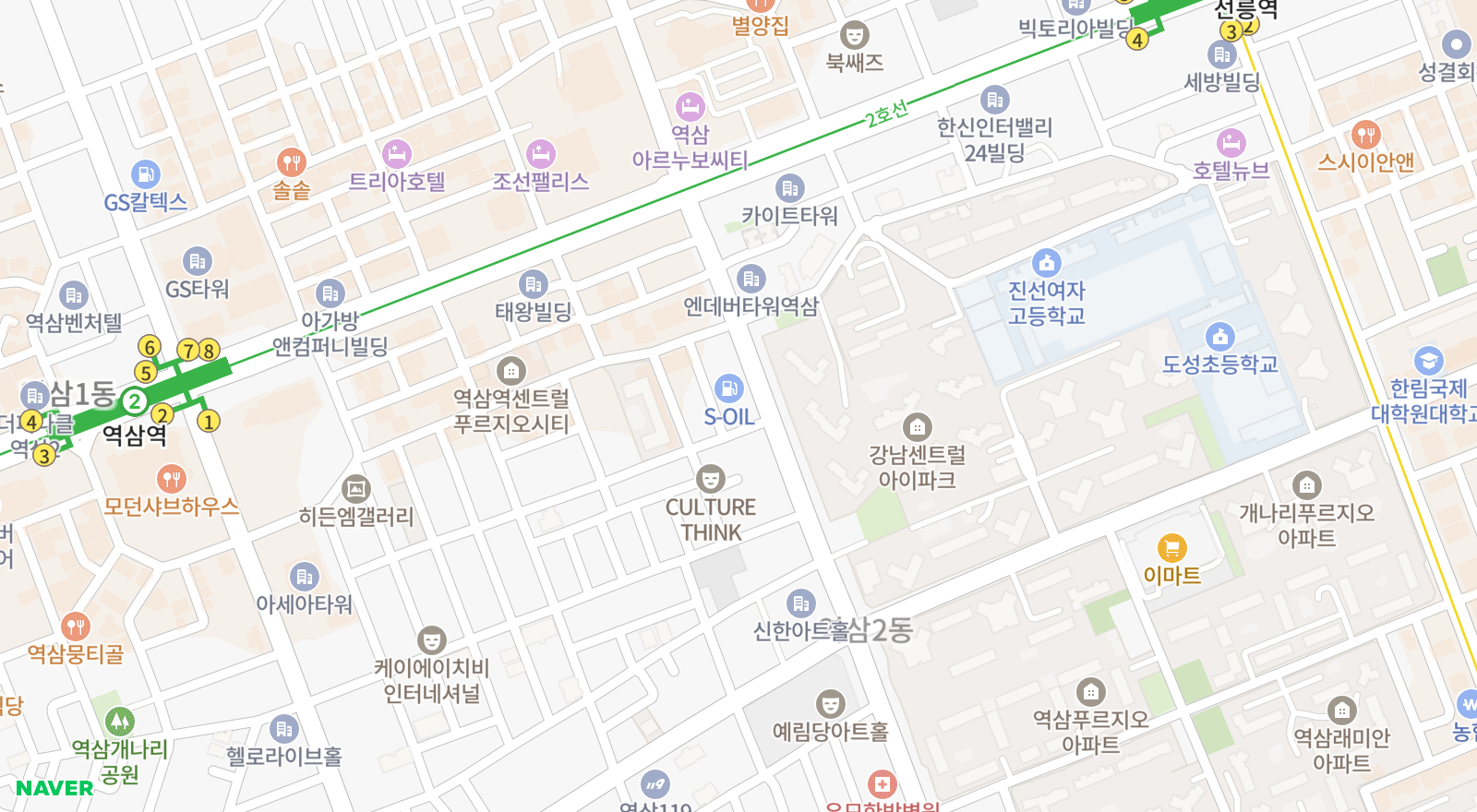 역삼동 일대 지도