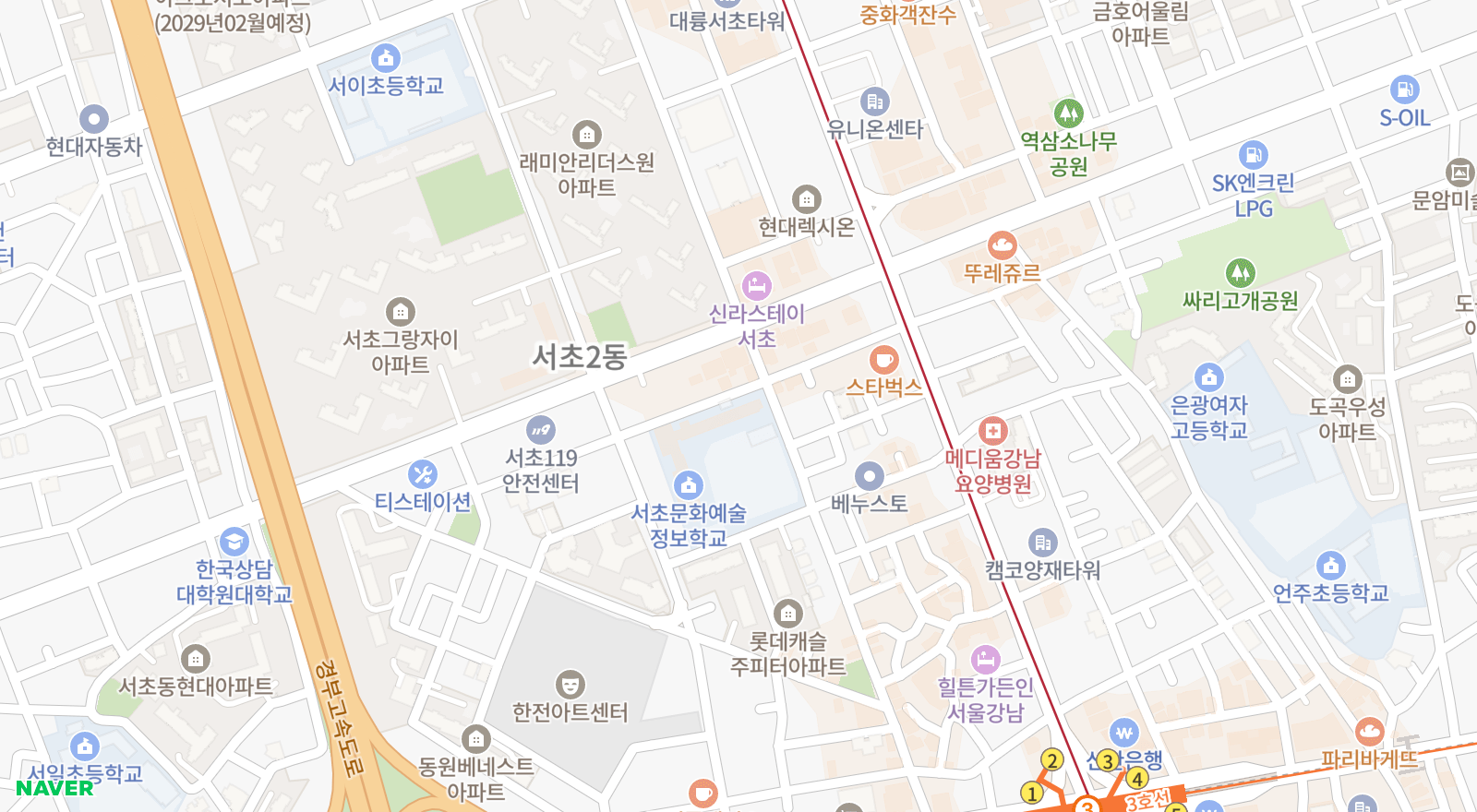 서초동 일대 지도