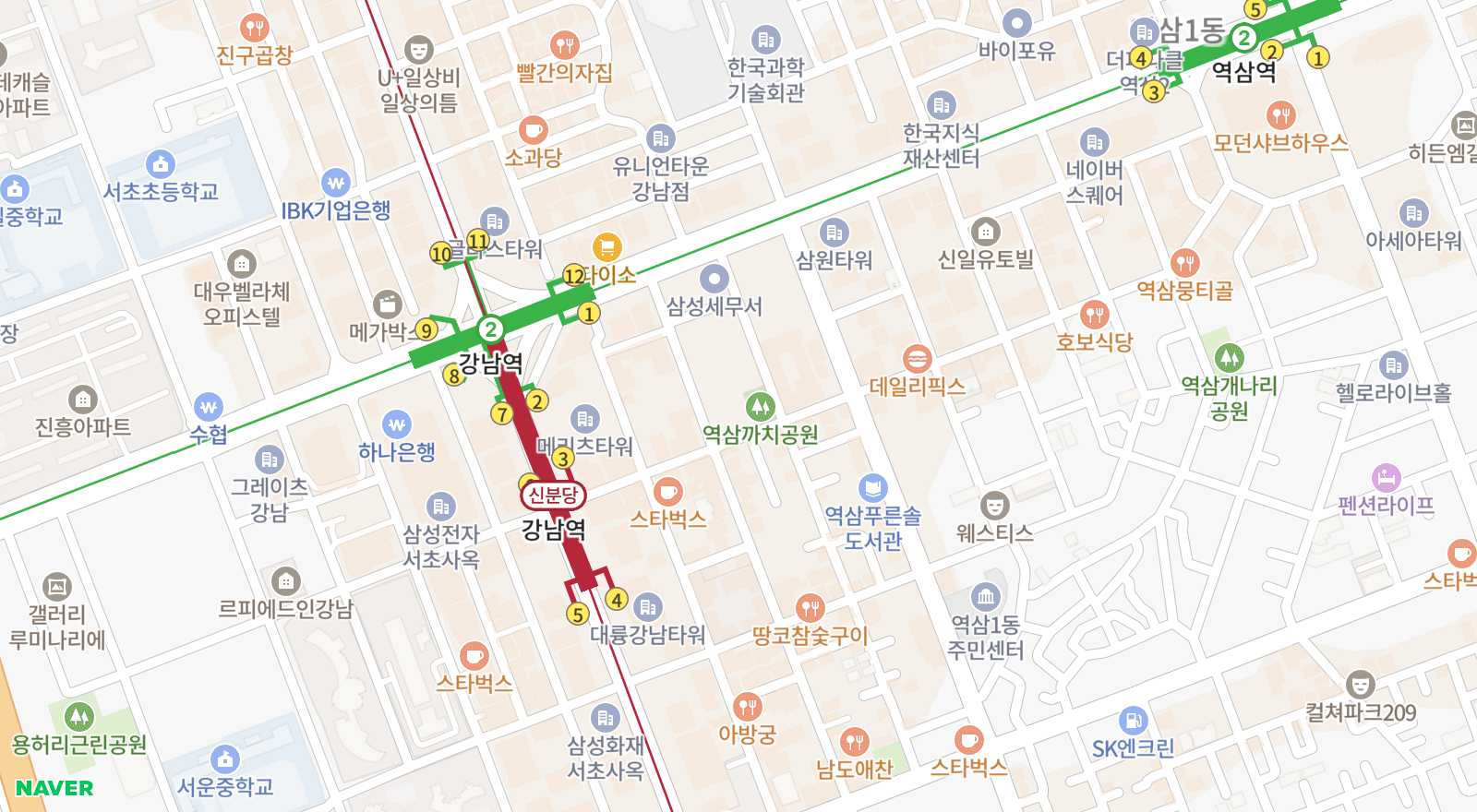역삼동 일대 지도