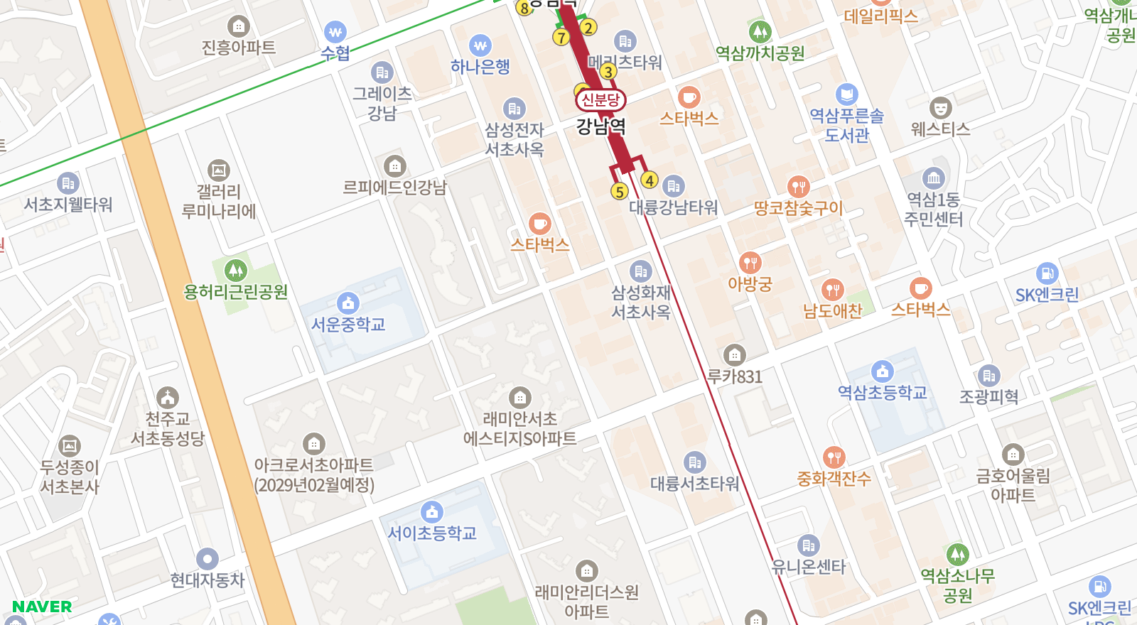 서초동 일대 지도