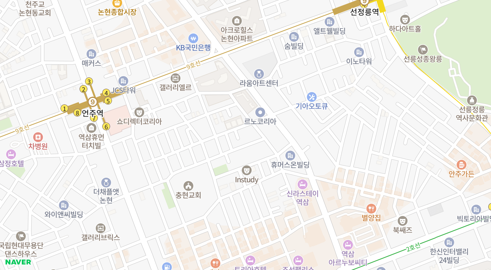 역삼동 일대 지도