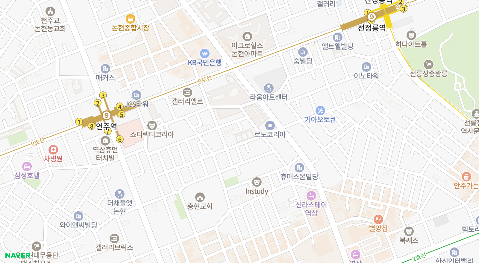 역삼동 일대 지도