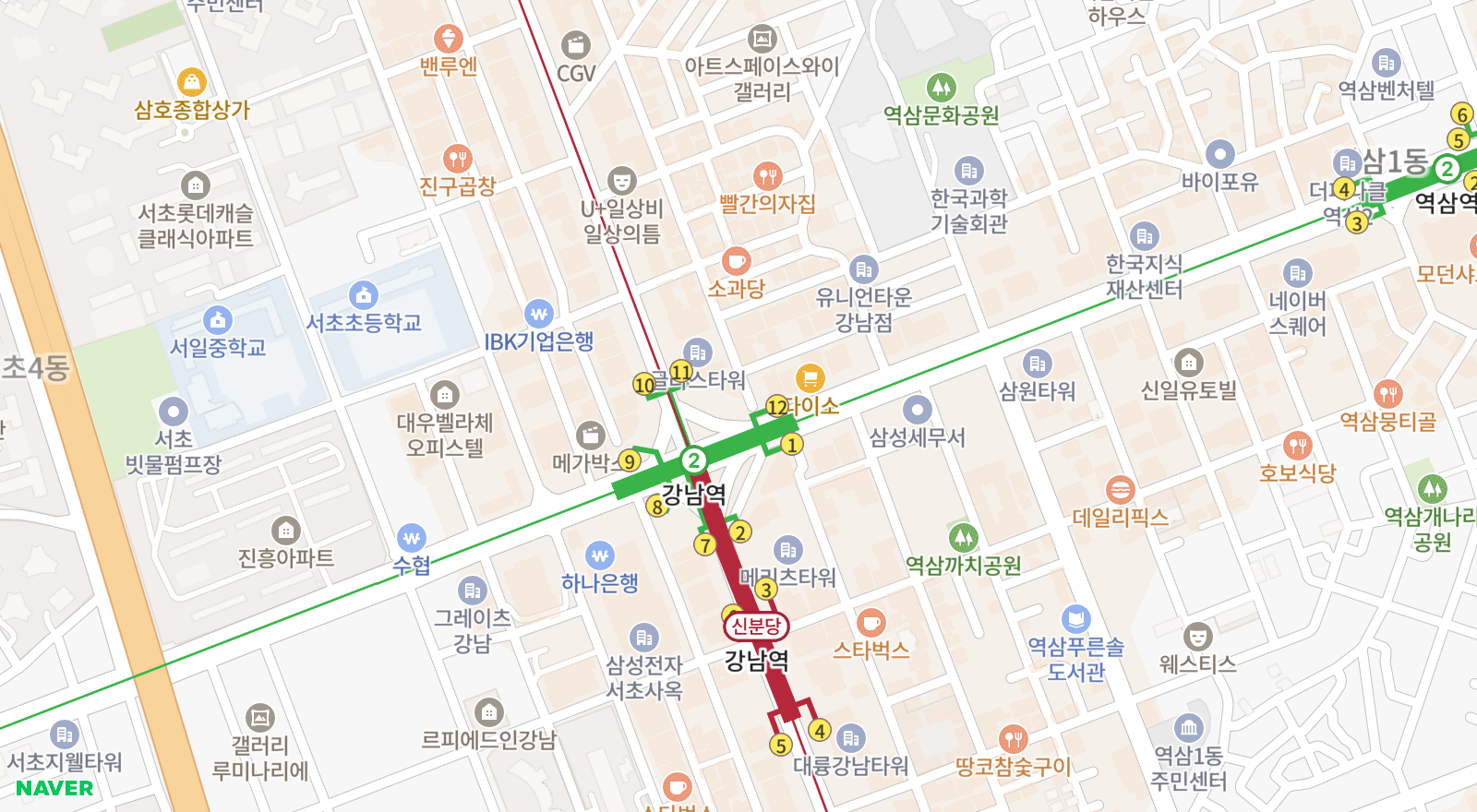 역삼동 일대 지도