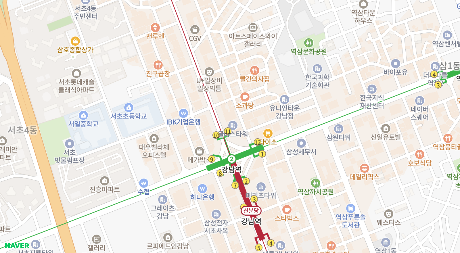 역삼동 일대 지도