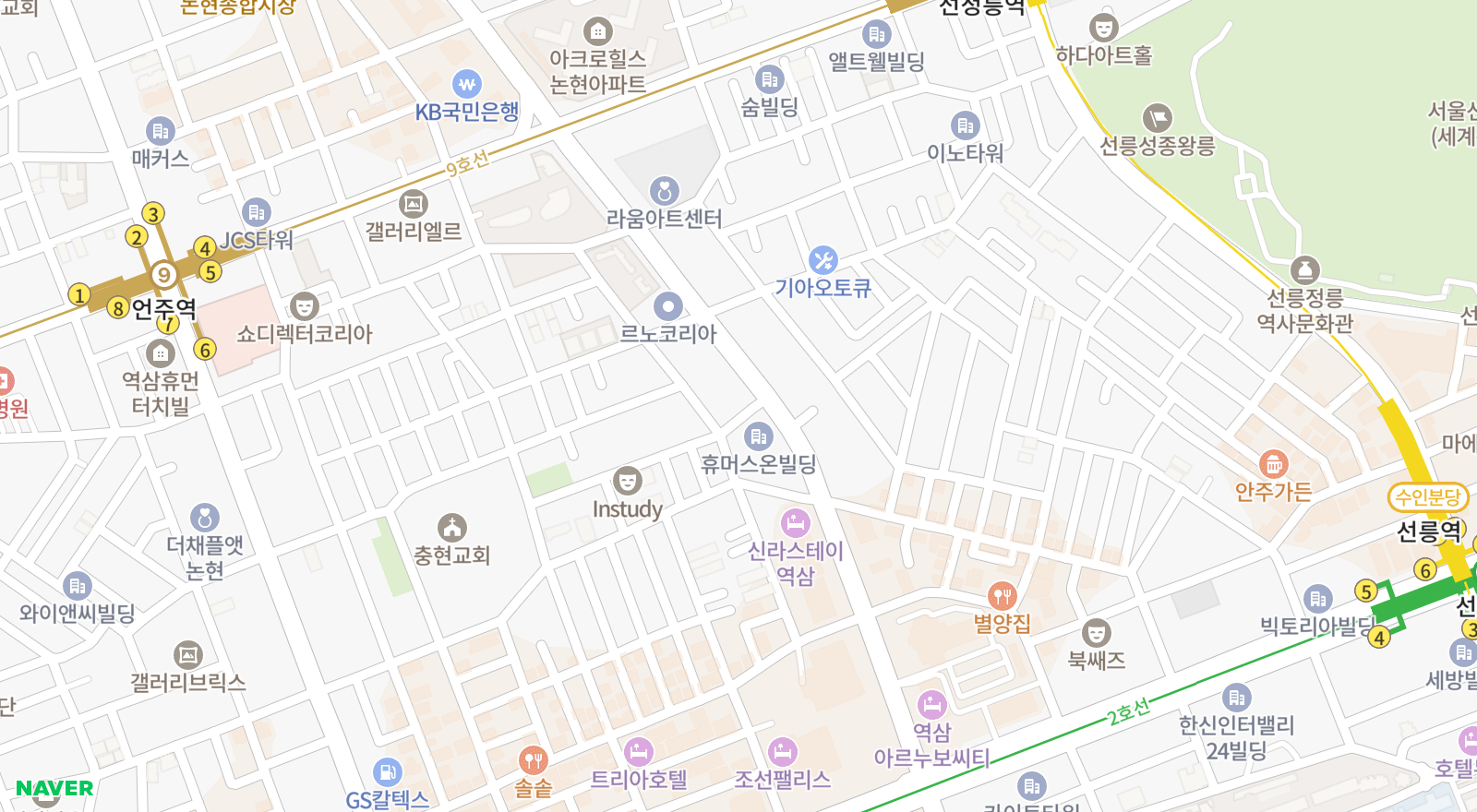 역삼동 일대 지도