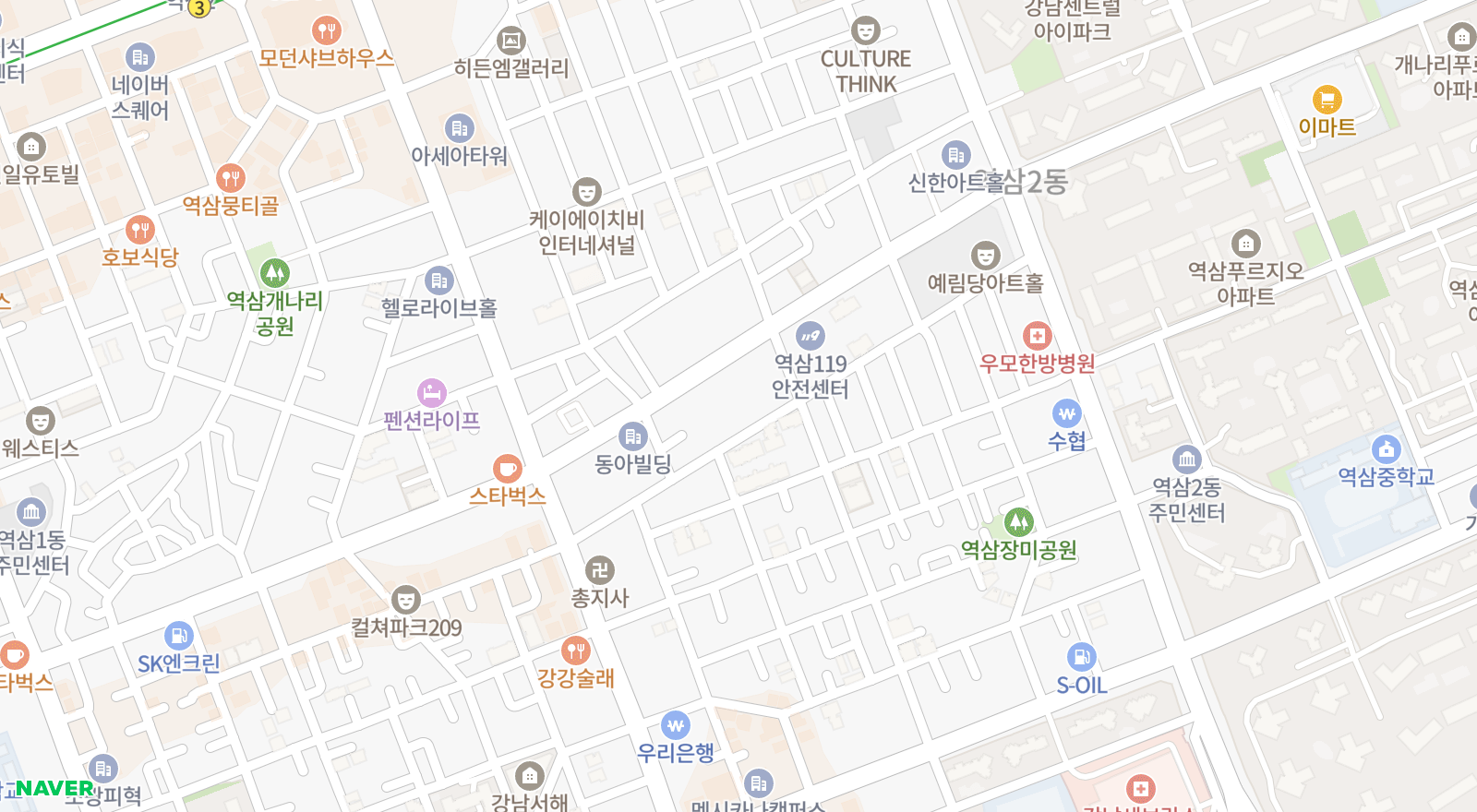 역삼동 일대 지도