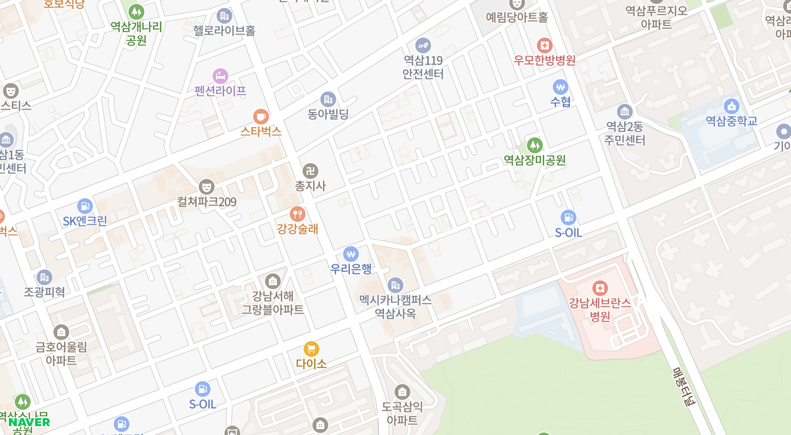 역삼동 일대 지도