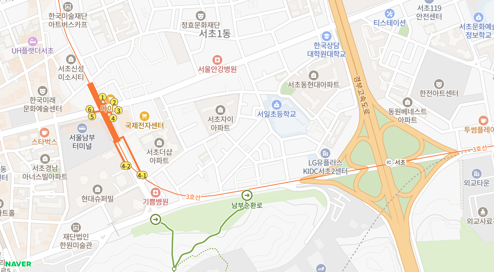 서초동 일대 지도