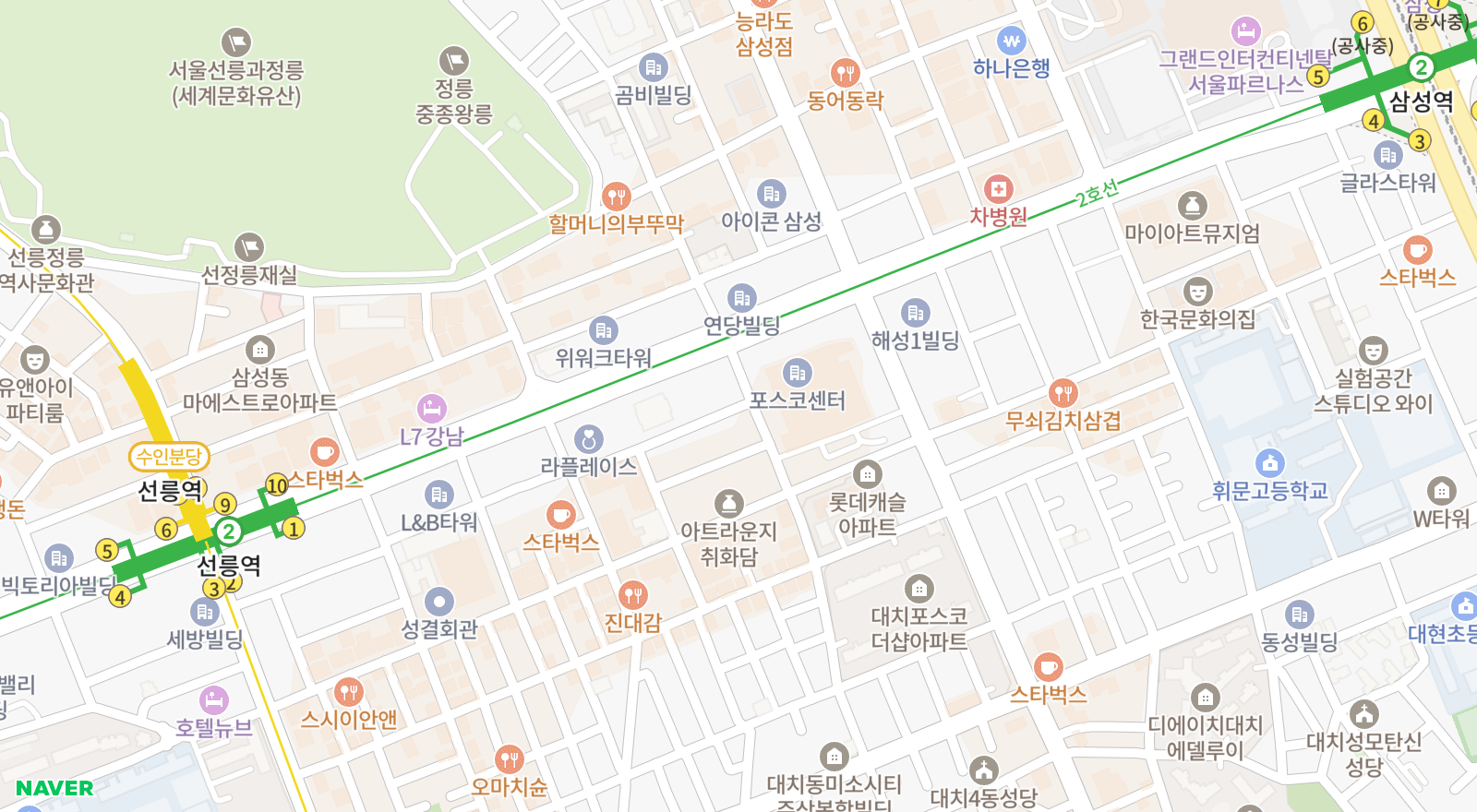 대치동 일대 지도