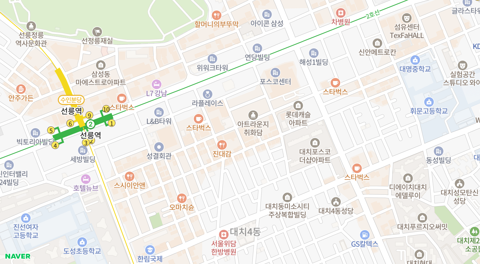 대치동 일대 지도