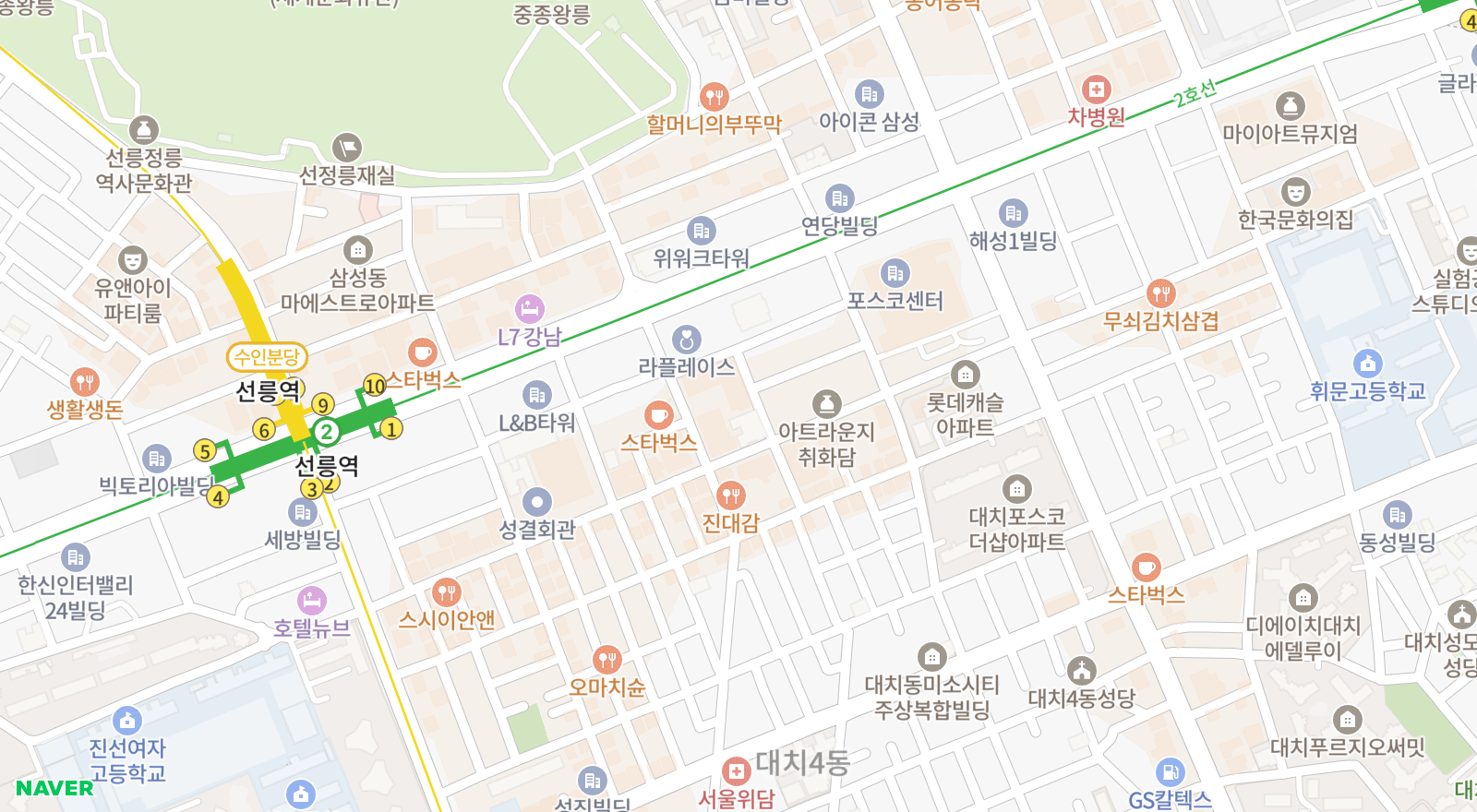 대치동 일대 지도