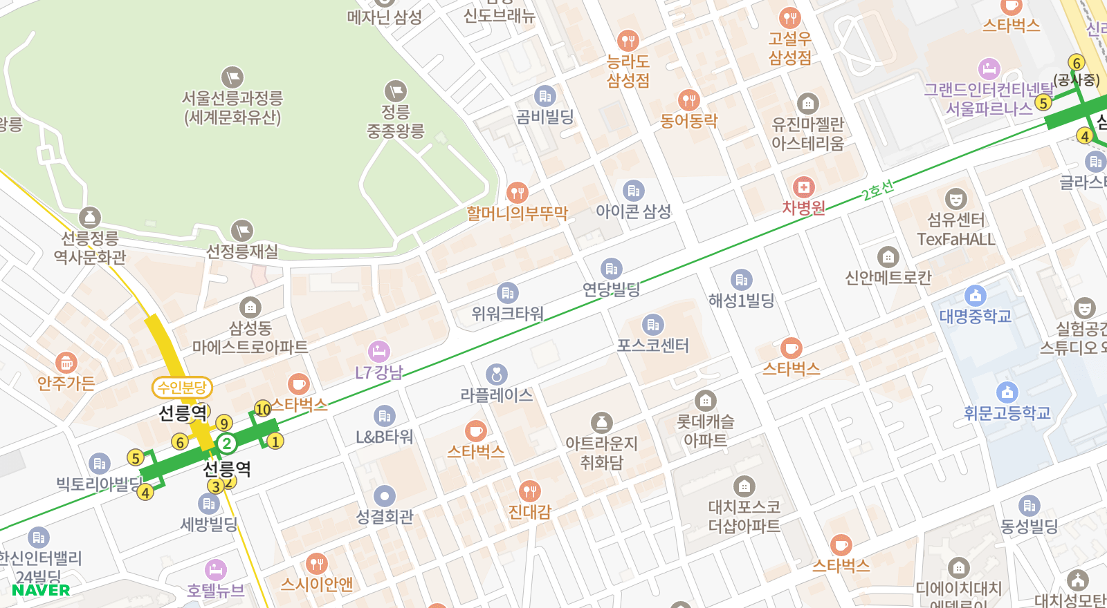 삼성동 일대 지도