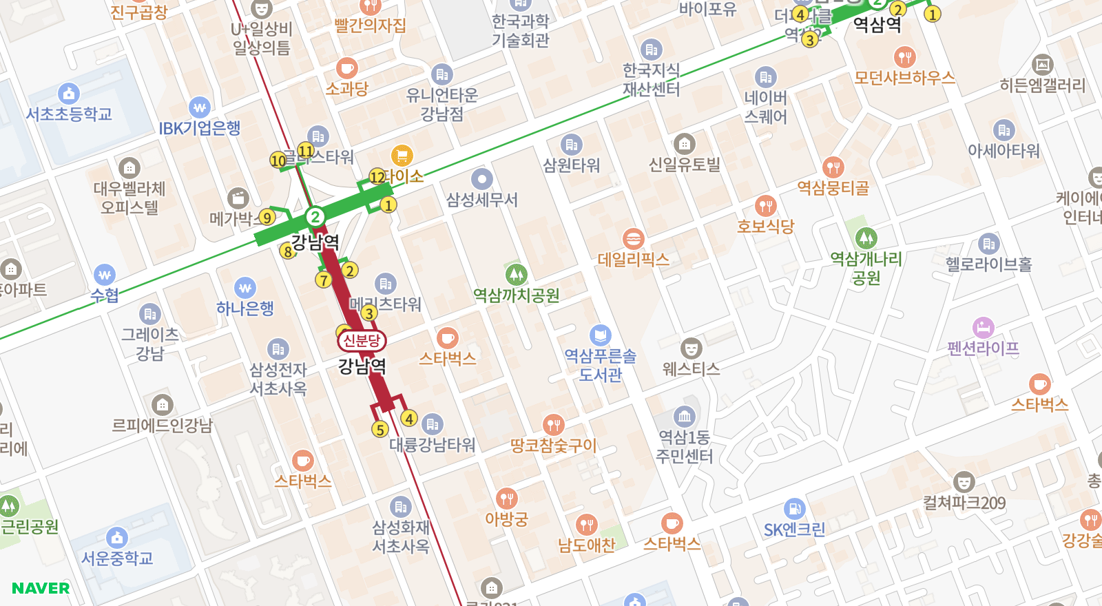 역삼동 일대 지도
