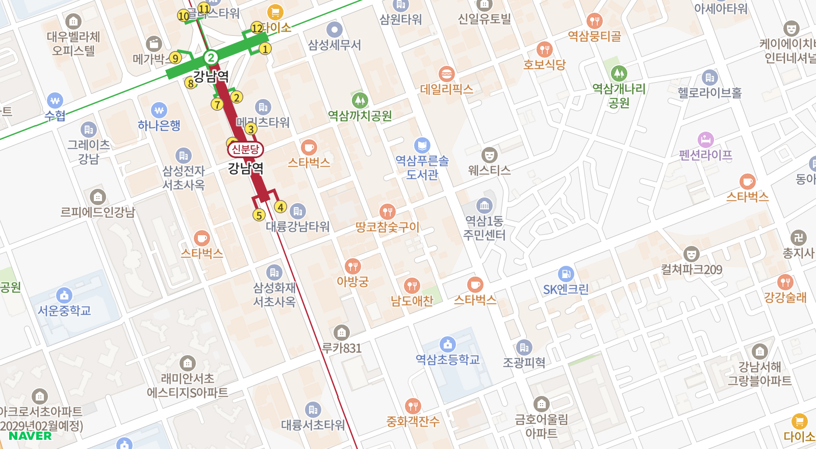 역삼동 일대 지도