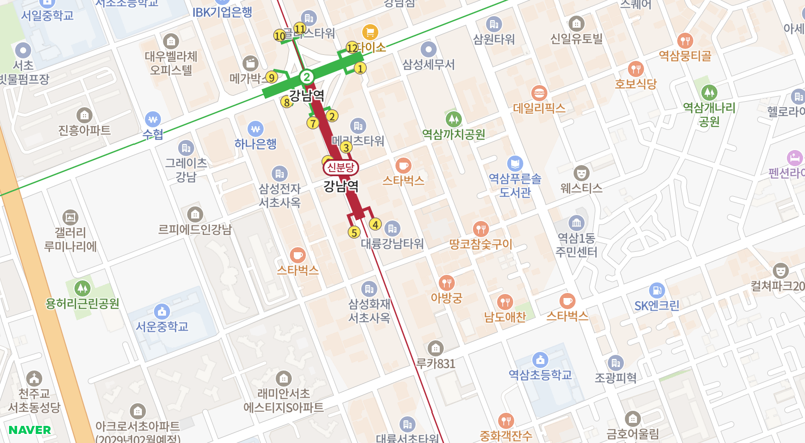 역삼동 일대 지도
