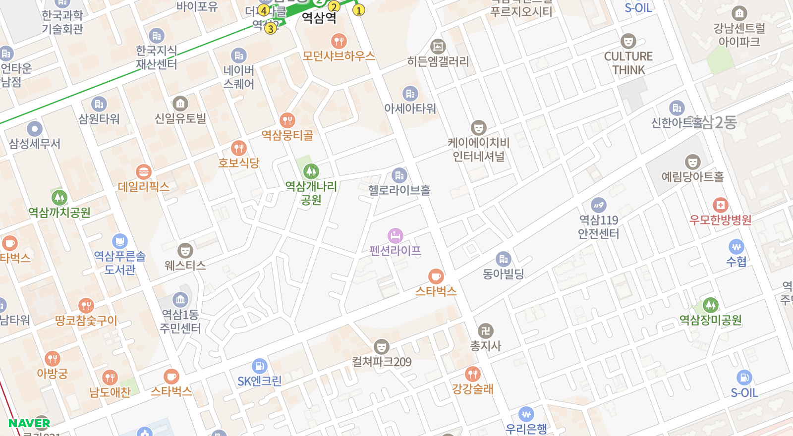 역삼동 일대 지도