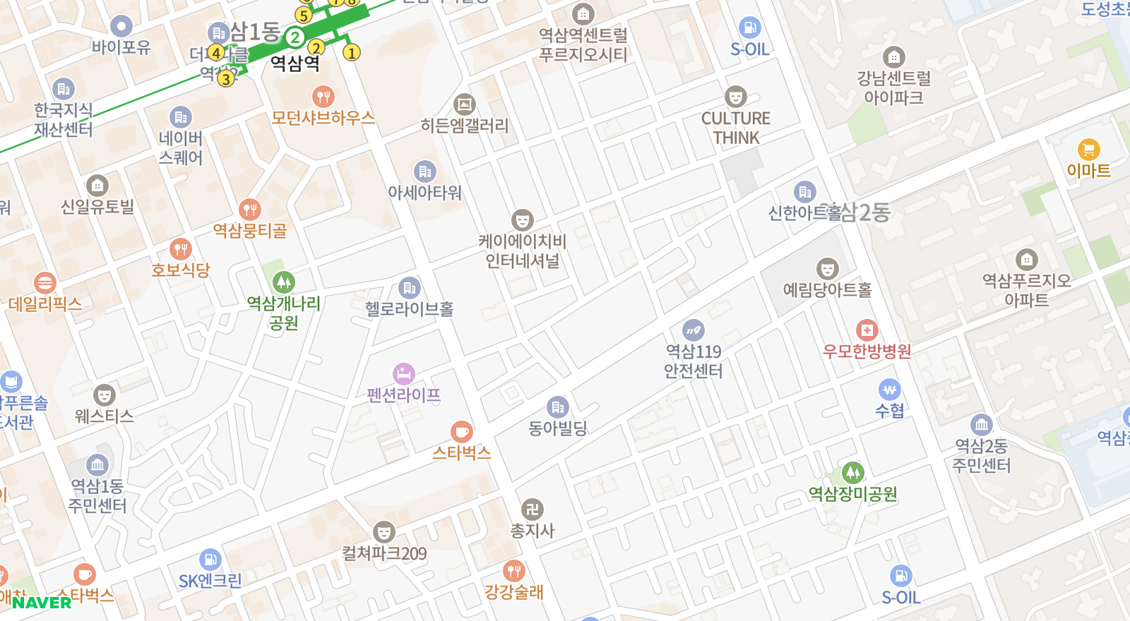 역삼동 일대 지도