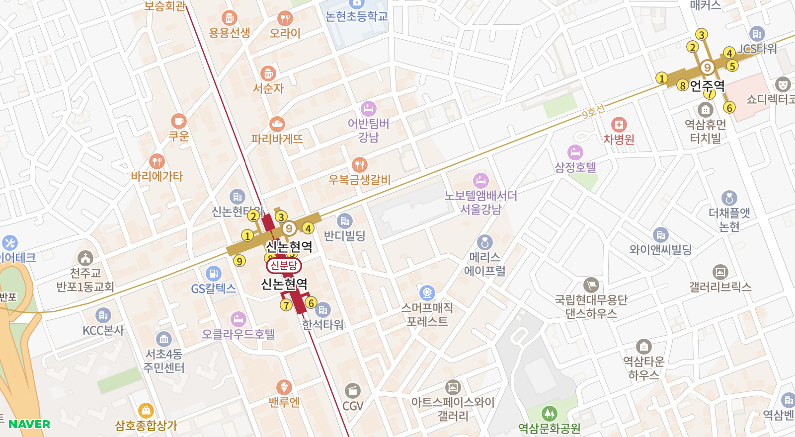 역삼동 일대 지도