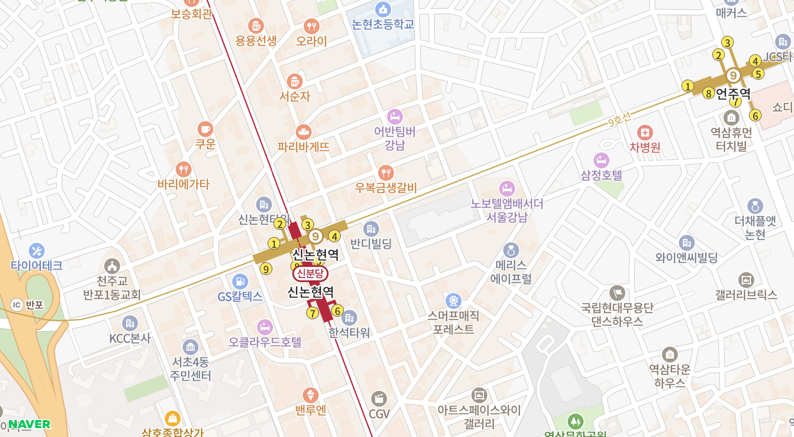 역삼동 일대 지도