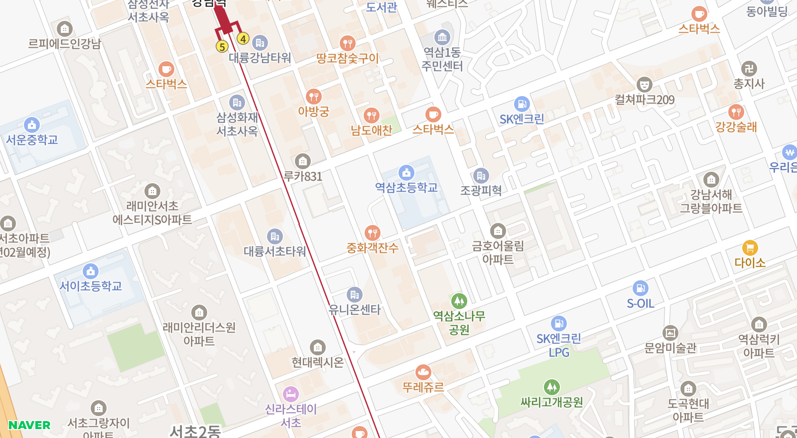 역삼동 일대 지도