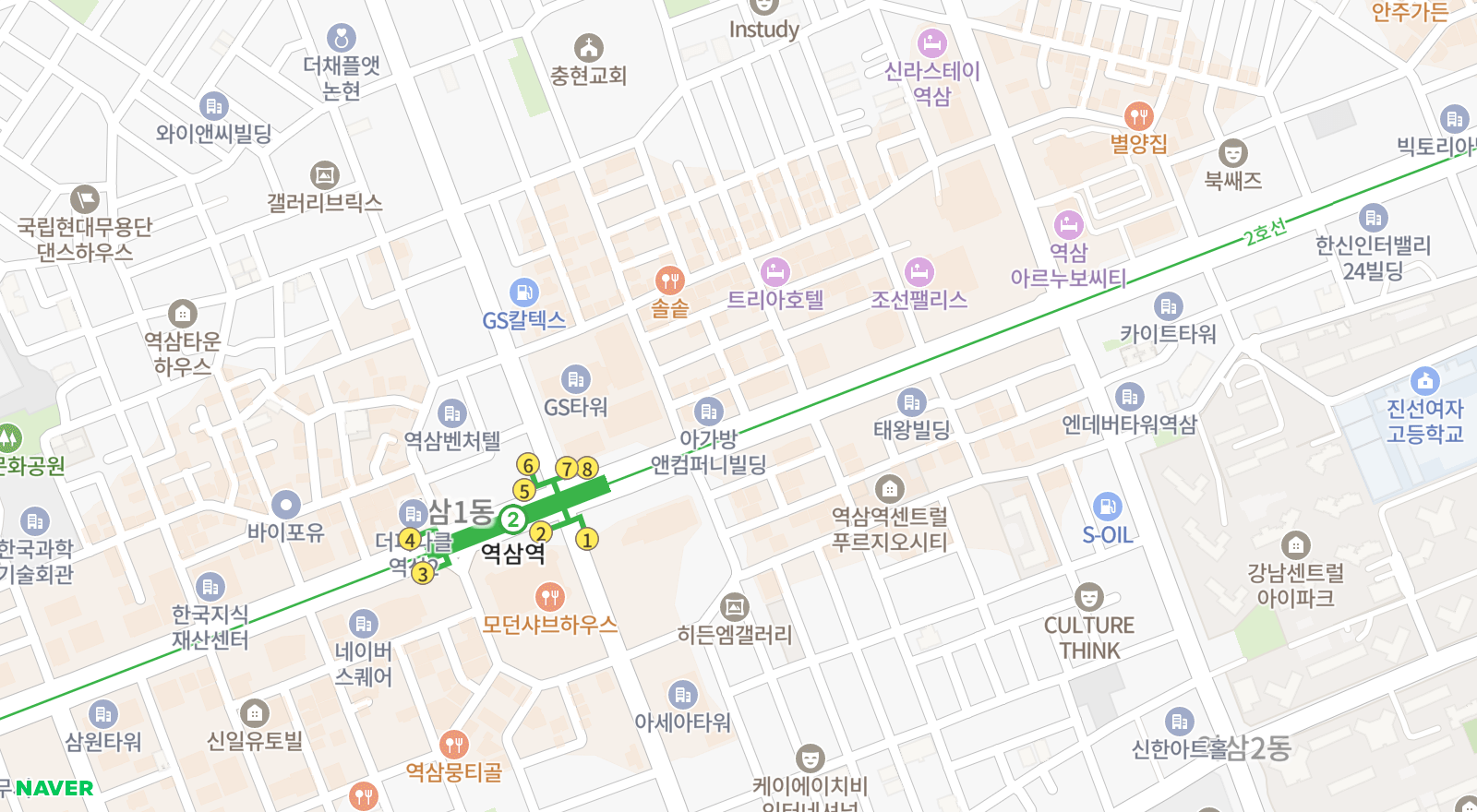 역삼동 일대 지도