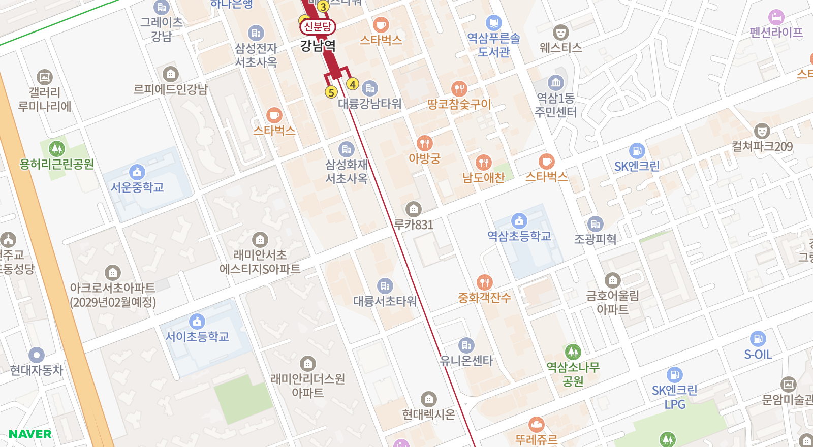 서초동 일대 지도