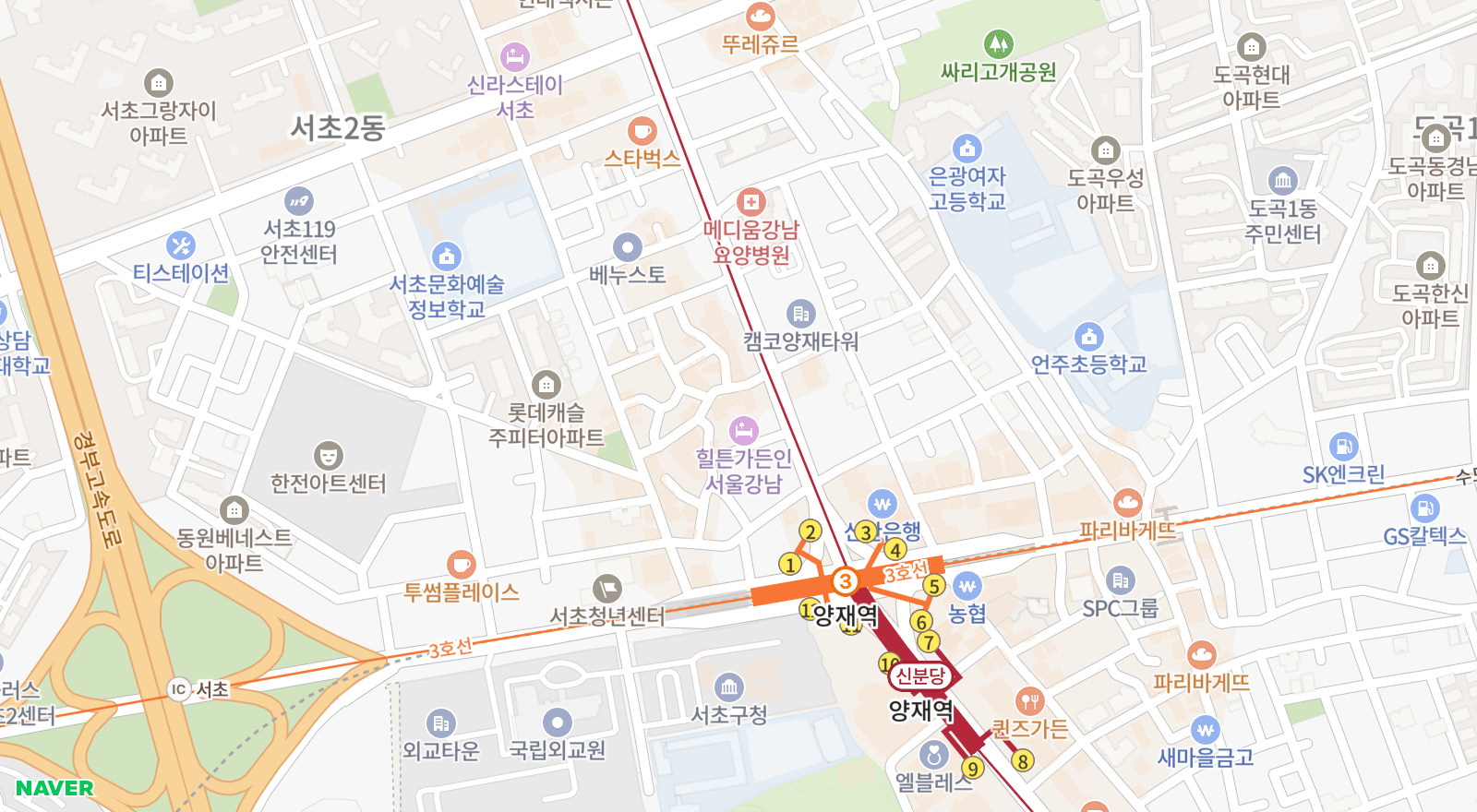 서초동 일대 지도