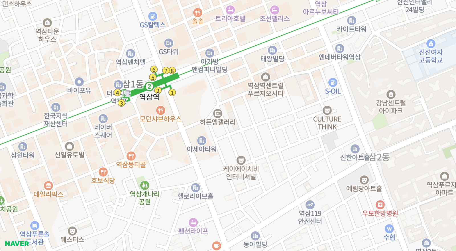역삼동 일대 지도