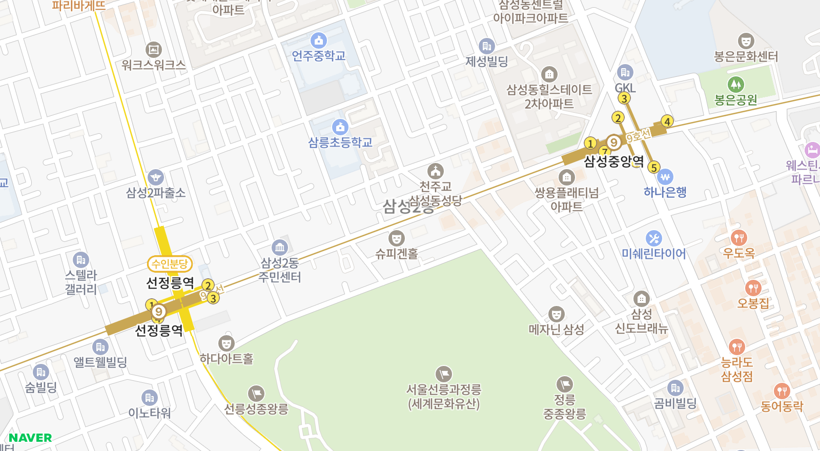 삼성동 일대 지도