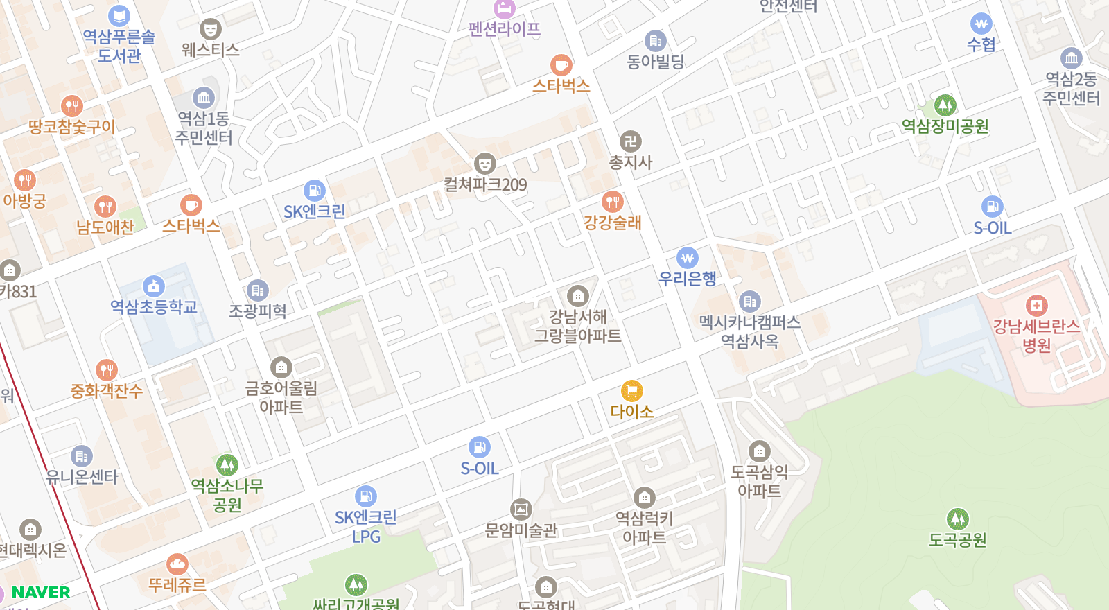 역삼동 일대 지도