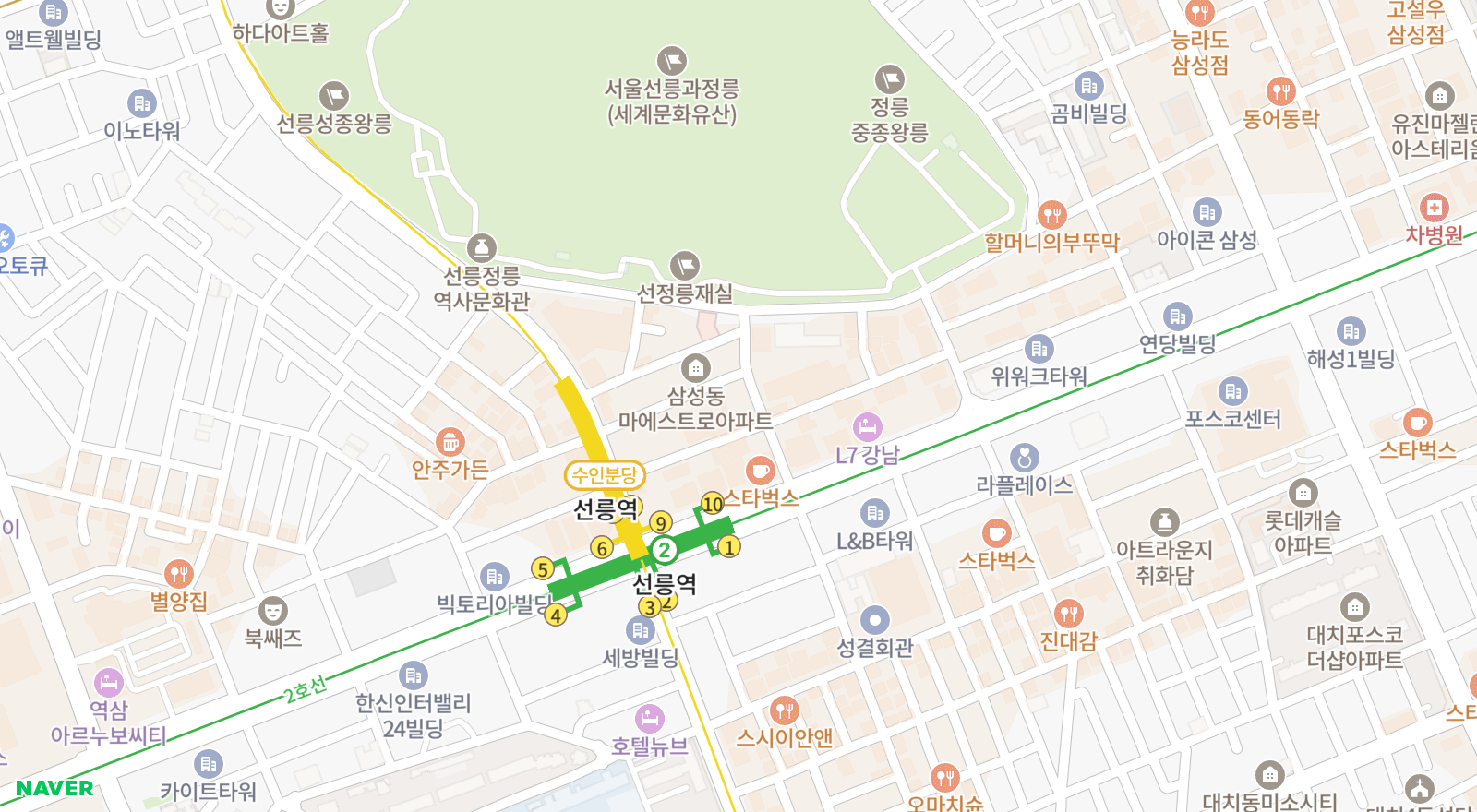 삼성동 일대 지도