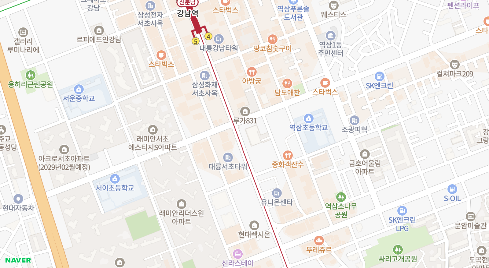 역삼동 일대 지도