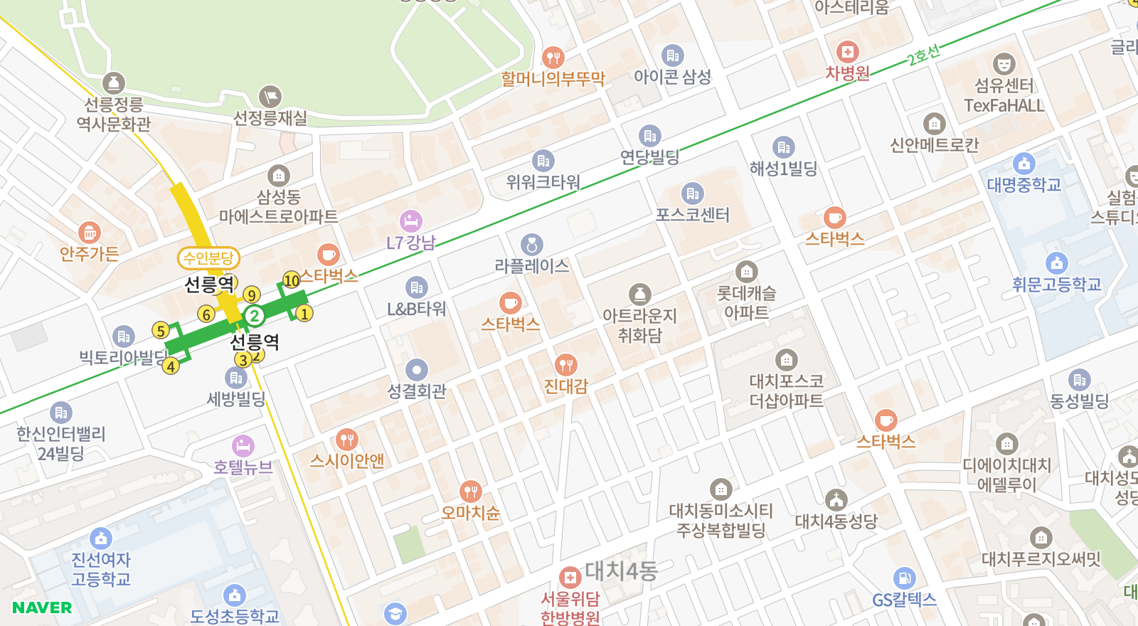 대치동 일대 지도