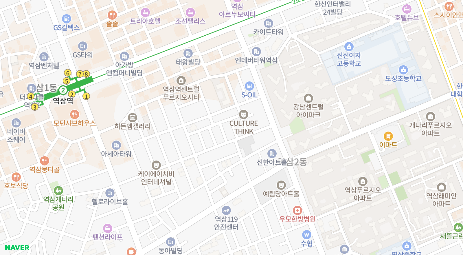 역삼동 일대 지도