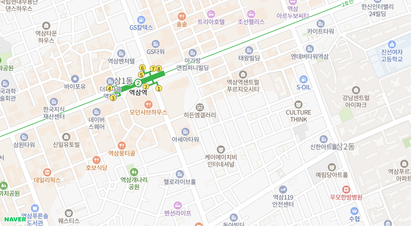 역삼동 일대 지도