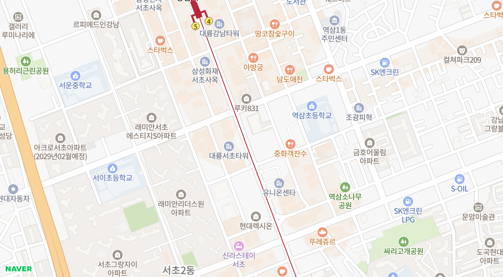 서초동 일대 지도