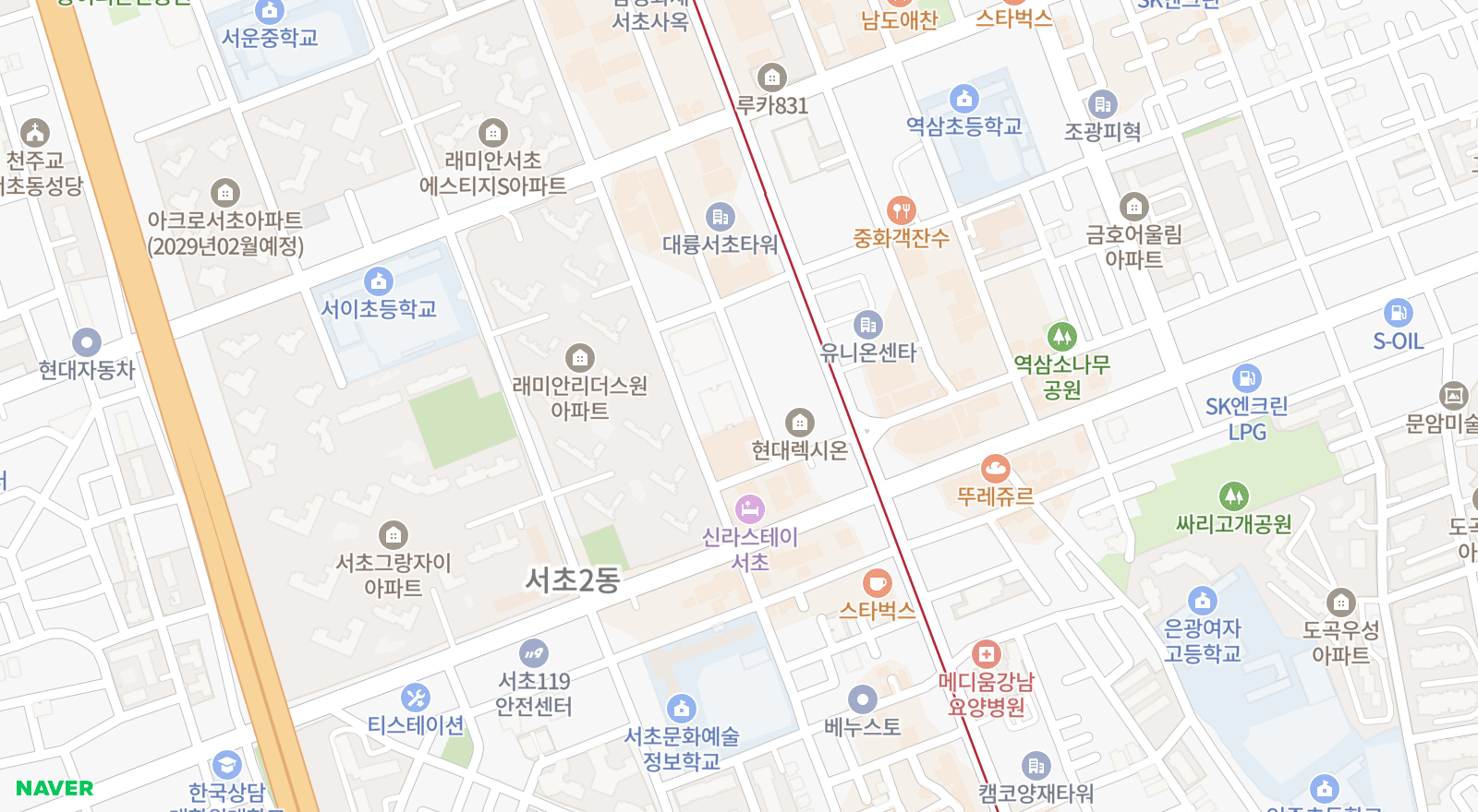 서초동 일대 지도