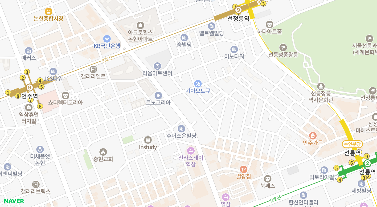 역삼동 일대 지도
