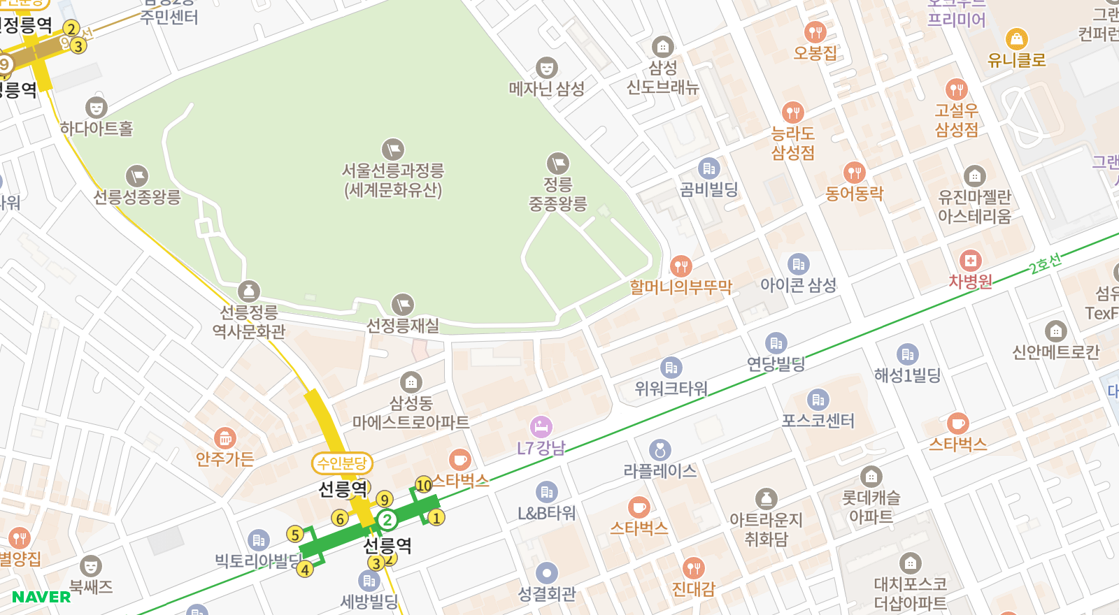 삼성동 일대 지도