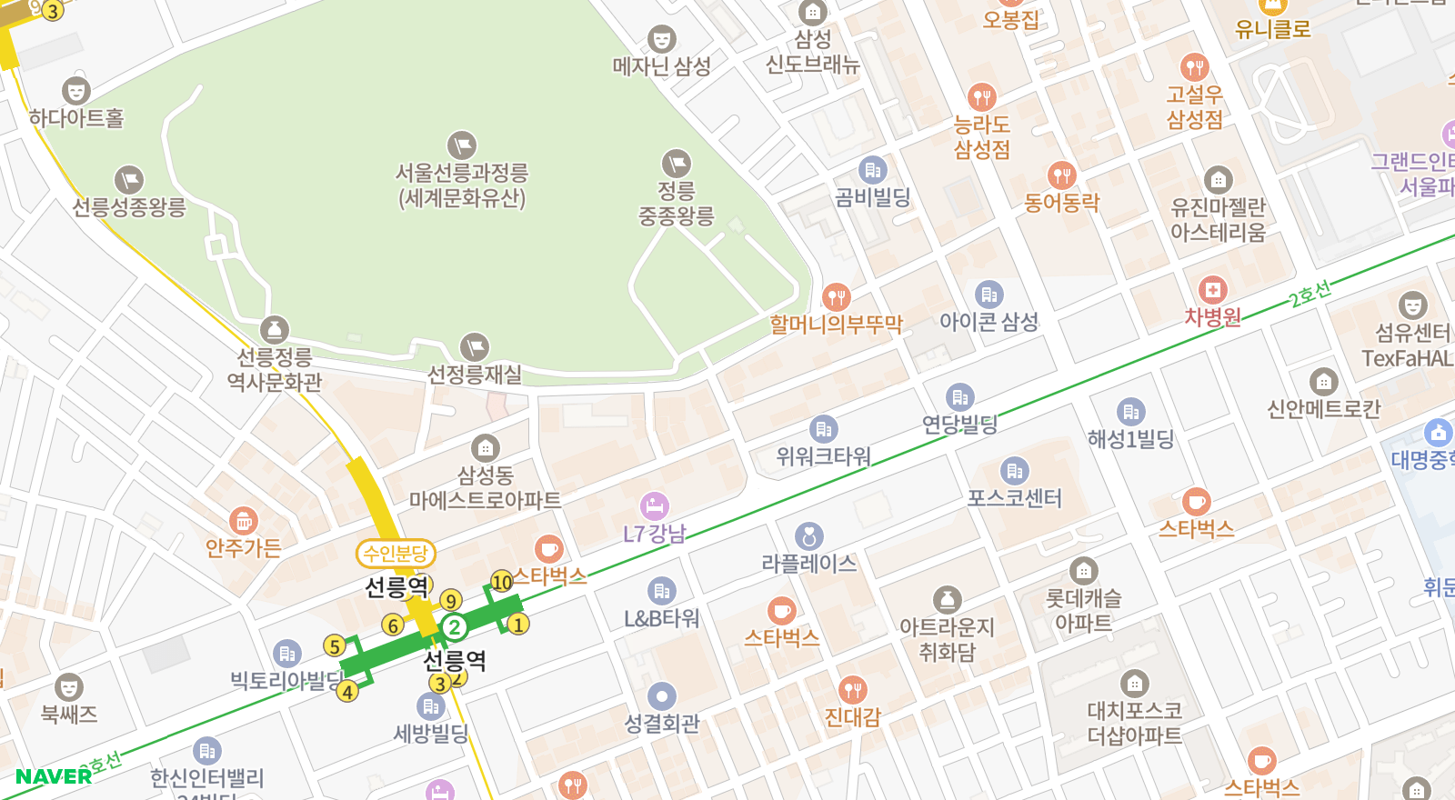 삼성동 일대 지도