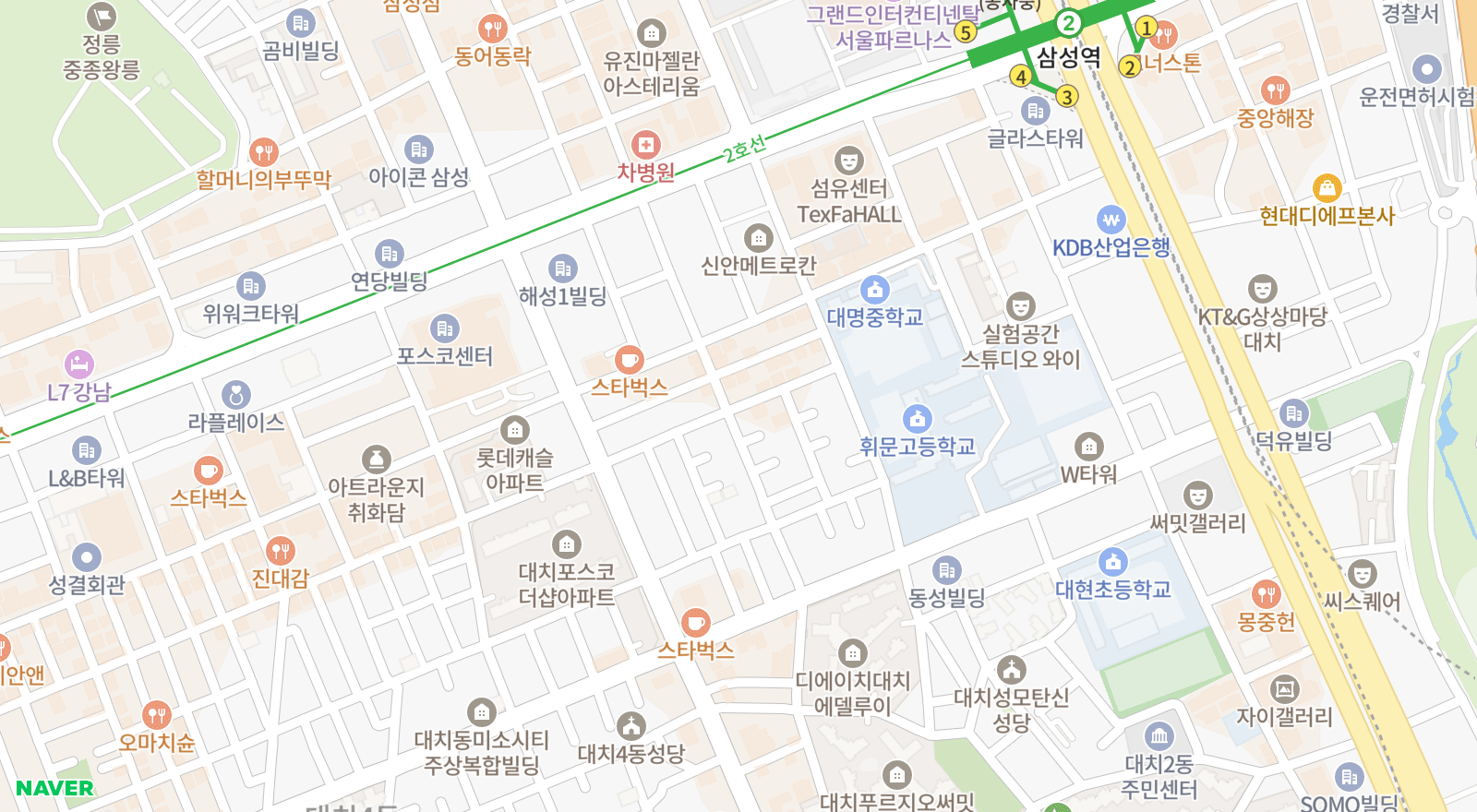 대치동 일대 지도