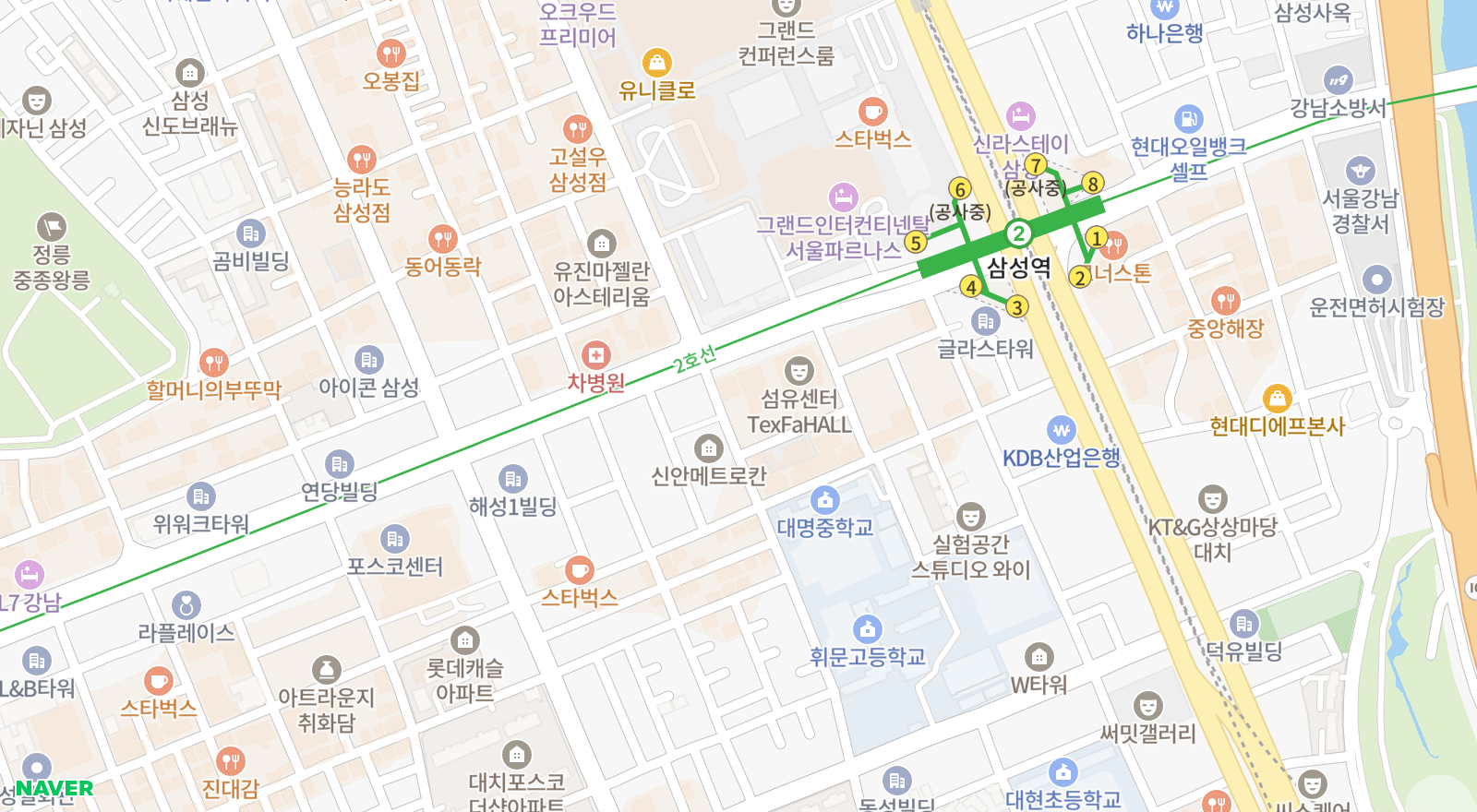 대치동 일대 지도