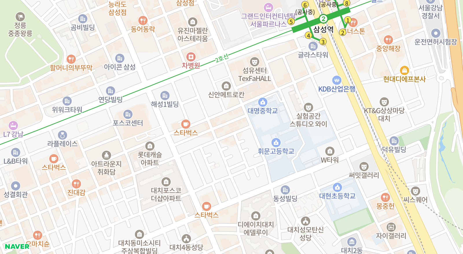 대치동 일대 지도