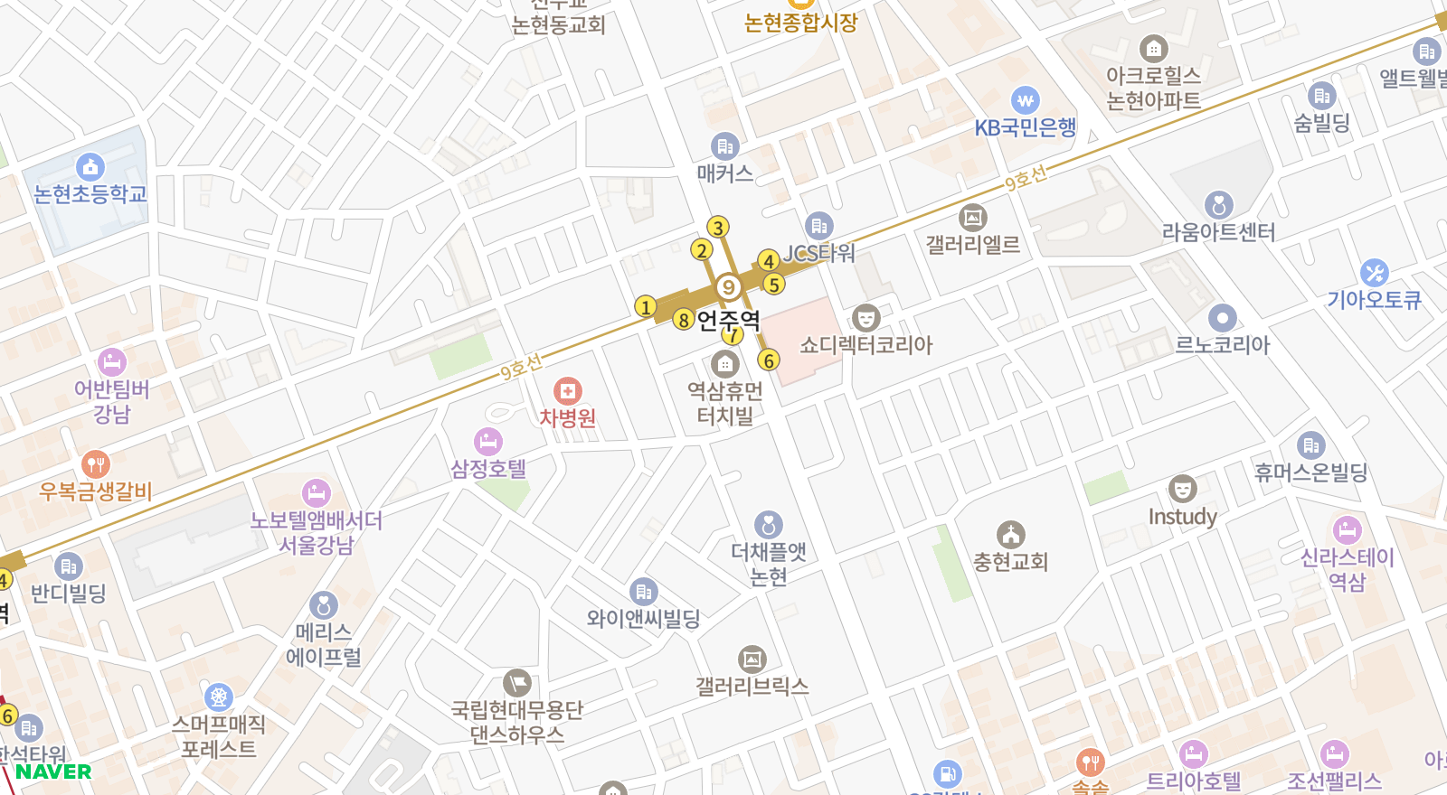 역삼동 일대 지도